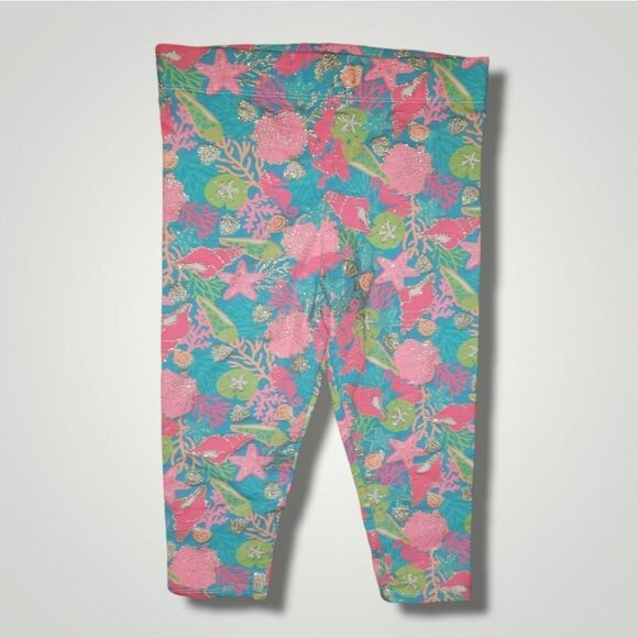 Cynthia Rowley Pink and blue sea horse and starfish Capri legging size 7 8 - Picture 1 of 4